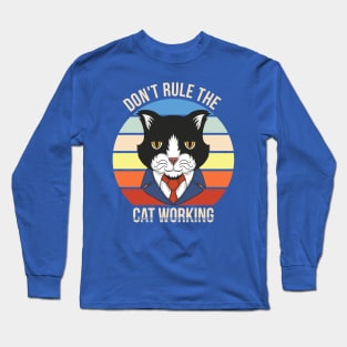 cat working retro Long Sleeve T-Shirt